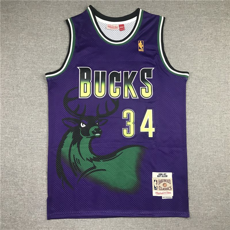 Men Milwaukee Bucks #34 Allen Purple Trowback NBA Jersey->milwaukee bucks->NBA Jersey